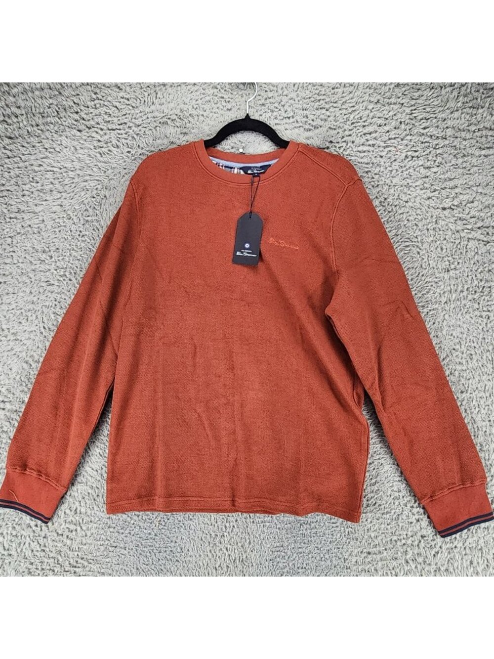 Ben Sherman Shirt Mens Medium Orange Long Sleeve Pullover *NWT*